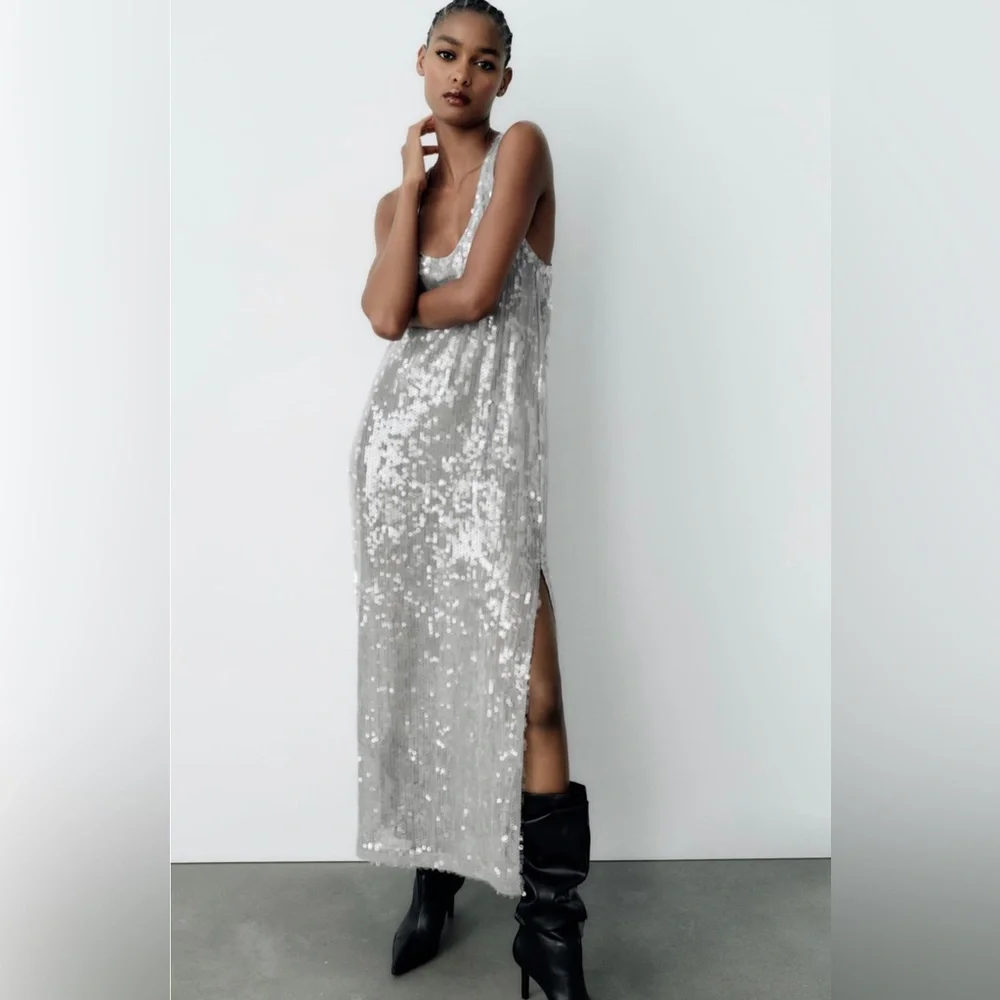 NWT ZARA SEQUIN DRESS - Picture 2 of 11